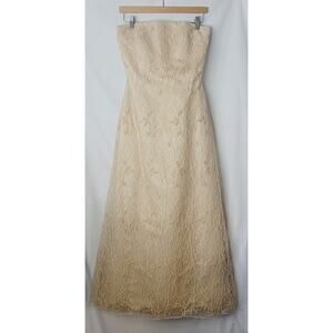 Creative Creations- Women's Beige Strapless Formal Gown- embroidered- size 6